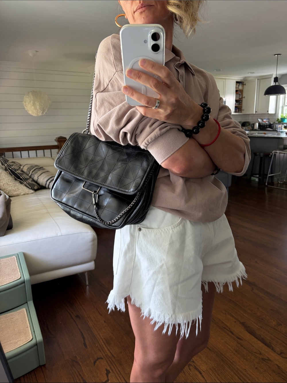 Zara Black Quilted Crossbody Bag